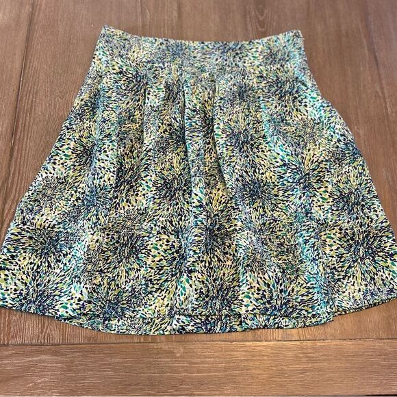 Apostrophe Blue Green Floral Fireworks Pleated Skater Skirt, Size 12 - Picture 1 of 7